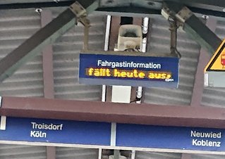 Zug fällt heute aus Anzeige